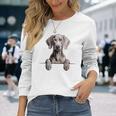 Weimaraner 面白い 覗き見ポケット 子犬 犬好き 長袖Tシャツ 彼女への贈り物
