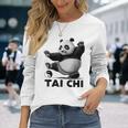 おもしろパンダ 動物 太極拳 格闘技 陰陽バランス 長袖Tシャツ 彼女への贈り物