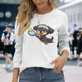 かわいい犬のテニス漫画アート 長袖Tシャツ 彼女への贈り物