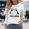 アイスランドのキュートなパフィン2個 長袖Tシャツ 彼女への贈り物