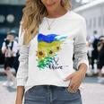 ウクライナ国旗 ひまわりの愛 ウクライナの強い服 長袖Tシャツ 彼女への贈り物
