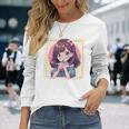 カワイイアニメ ちびガール バブルティー ボバミルク オタク 長袖Tシャツ 彼女への贈り物