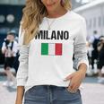 ミラノ イタリア ミラノ イタリー 旗 イタリアン 長袖Tシャツ 彼女への贈り物