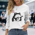 不機嫌そうなカエル 面白い ギター ロックミュージック アニメ 日本語 長袖Tシャツ 彼女への贈り物