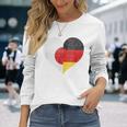 日本 ドイツ 国旗 ハート サッカー 長袖Tシャツ 彼女への贈り物