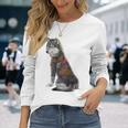 灰色オオカミ 伝統的な日本の龍の入れ墨 入泉 長袖Tシャツ 彼女への贈り物