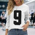 番号9 ナインスポーツジャージ 誕生日年齢 ラッキーナンバーブラック 長袖Tシャツ 彼女への贈り物