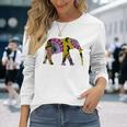 象のシルエット、かわいいボヘミアンデザイン。 長袖Tシャツ 彼女への贈り物