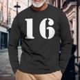 16番 16番 番号付き 長袖Tシャツ 高齢者への贈り物