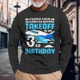 3歳の誕生日飛行機 パイロット固定シートベルト離陸飛行機 長袖Tシャツ 高齢者への贈り物