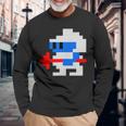 8ビット80年代レトロクラシックビデオゲームキャラクターダグヒーロー 長袖Tシャツ 高齢者への贈り物