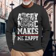 Angry Music Make Me Happy Heavy Metal Metalheads 長袖Tシャツ 高齢者への贈り物