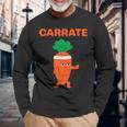 Carrate 空手キャロット かわいい＆面白いトレーニングダジャレ先生 長袖Tシャツ 高齢者への贈り物