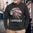 Chippewa ネイティブアメリカン アメリカ国旗 スカルヘッドレス 長袖tシャツ 長袖Tシャツ 高齢者への贈り物