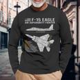 F-15イーグル航空機の設計図ジェット戦闘機データ 長袖Tシャツ 高齢者への贈り物
