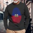 Haiti Flag Fingerprint Haitian For Haitians 長袖Tシャツ 高齢者への贈り物