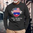Half American Half Haitian Usa Haiti Flag メンズ レディース 長袖Tシャツ 高齢者への贈り物