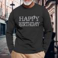 Happy Birthday ハッピーバースデー【ダイヤモンドip フォント】お誕生日 キラキラ 面白い 長袖Tシャツ 高齢者への贈り物