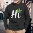Hi Hello マリファナの葉 ハッピーファニー大麻 ウィード パイナップル 長袖Tシャツ 高齢者への贈り物