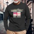 Hms Hood イギリス戦艦図 海軍旗 長袖Tシャツ 高齢者への贈り物