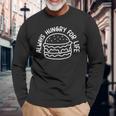Hungry For Life 賢いハンバーガーデザイン 長袖Tシャツ 高齢者への贈り物