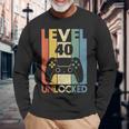 Level 40 Unlocked ideo Gamer 40Th Birthday 長袖Tシャツ 高齢者への贈り物