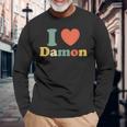 I Love Damon I Heart Damon レッド ハート バレンタイン 長袖Tシャツ 高齢者への贈り物