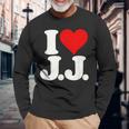 I Love Heart JJ Jj J J イニシャル 長袖Tシャツ 高齢者への贈り物