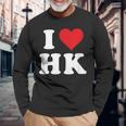 I Love Hk Initials I Heart HK First Last Name H K 長袖Tシャツ 高齢者への贈り物