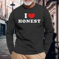 I Love Honest 私は愛する Honest 長袖Tシャツ 高齢者への贈り物