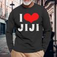 I Love Jiji 愛 ハート じーじ じいじ おじいさん 父の日 家族 家族写真 記念写真 おもしろ かわいい 長袖Tシャツ 高齢者への贈り物