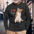I Love My & Red Merle ボーダーコリー ドッグラバー。 長袖Tシャツ 高齢者への贈り物