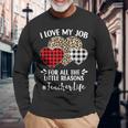 I Love My Job For All The Little Reasons バレンタインハート 長袖Tシャツ 高齢者への贈り物