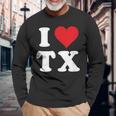 I Love Tx Initials I Heart TX First Last NameX 長袖Tシャツ 高齢者への贈り物