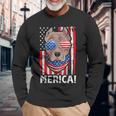 Pit-Bull Usa 愛国的な犬服 アメリカ国旗 メンズ 長袖Tシャツ 高齢者への贈り物