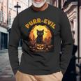Purr-Evil お化け猫 ハロウィン 長袖Tシャツ 高齢者への贈り物
