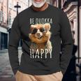 Be Quokka Happy クオッカ・ビー・クオッカ・ハッピー＆クオッカとスマイル 長袖Tシャツ 高齢者への贈り物