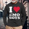 Red Heart I Love Emo Boys 長袖Tシャツ 高齢者への贈り物