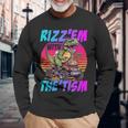 Rizz 'Em With The Tism 恐竜 T-Rex Meme Autism 長袖Tシャツ 高齢者への贈り物