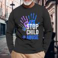 Stop Child Abuse 児童虐待をやめなさい 長袖Tシャツ 高齢者への贈り物