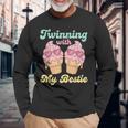 Twinning With My Bestie Matching Twins Day Ice Cream Long Sleeve T-Shirt Gifts for Old Men