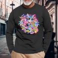 Vaporwave 猫 ピックルボール プレーヤー 80年代 レトロ 美学 長袖Tシャツ 高齢者への贈り物