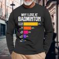 Why I Lose At Badminton 面白い言い訳 シャトルコック バーディー 長袖Tシャツ 高齢者への贈り物