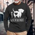 Wiener Dog ダックスフンド 犬 ペット愛好家 I Love Dachshunds 長袖Tシャツ 高齢者への贈り物