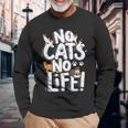 「No Cats No Life」 母の日 バレンタインデー 猫 母 長袖Tシャツ 高齢者への贈り物