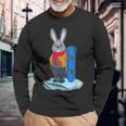 うさぎ スノーボーダー スノーボード スポーツ 長袖Tシャツ 高齢者への贈り物