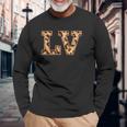 かわいい 文字 Lv イニシャル 名前 ヒョウ チーター動物 長袖tシャツ 長袖Tシャツ 高齢者への贈り物