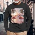 かわいいカラフルなフラミンゴヤシの木 長袖Tシャツ 高齢者への贈り物
