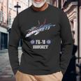 アメリカのf-18ホーネット戦闘機 長袖Tシャツ 高齢者への贈り物
