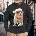 アルパカ・パパ・アルパパ・ラマ・パパ・アルパカ・パパ・ワーター・ワンダリングalpapa 長袖Tシャツ 高齢者への贈り物